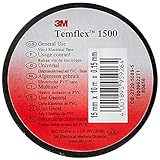 3M Temflex TSCH1510 Temflex 1500 Vinyl Elektro-Isolierband, 15 mm x 10 m, 0,15 mm, Schwarz 1 - Pack